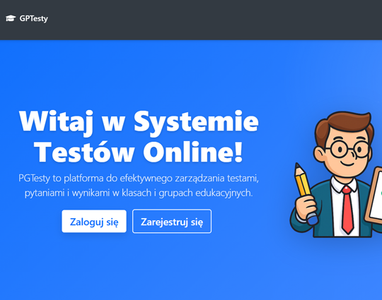 Ekran startowy systemu GPTesty