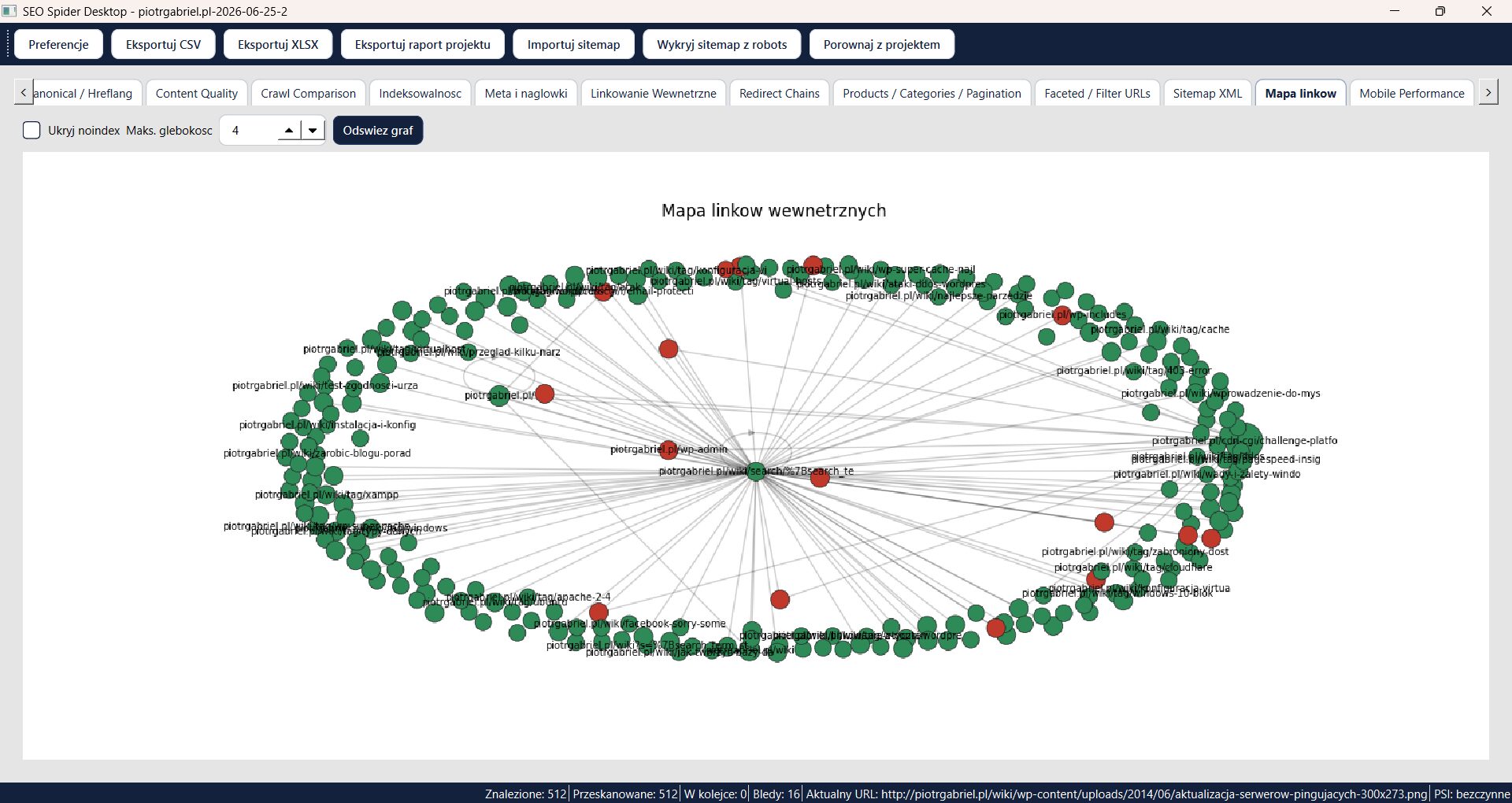 SEO Spider Desktop – własne narzędzie SEO do audytów, crawlów i analizy stron 3 mapa linkow